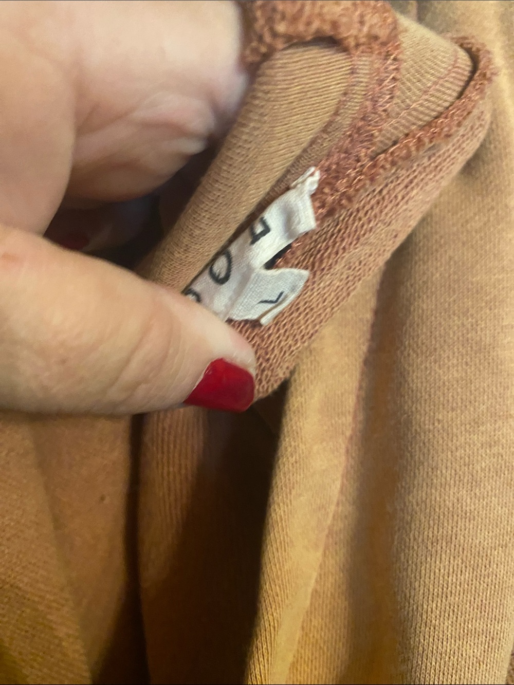 POL large Women's Washed Rust Hooded Sweatshirt with Pocket - Picture 9 of 9